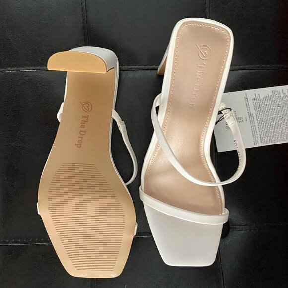 The Drop Avery Square Toe Two Strap High Heeled Sandal White Size 6.5 NEW - Picture 6 of 13